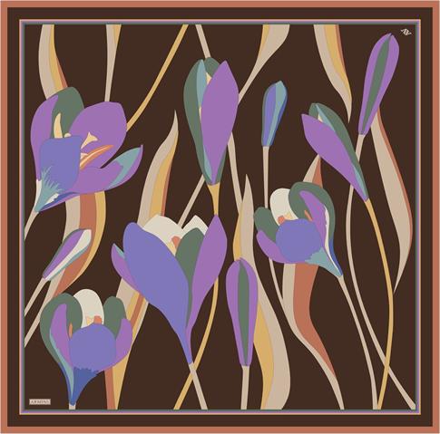 Armine Çiçek Desenli Saf İpek Twill Eşarp 9302D 83 