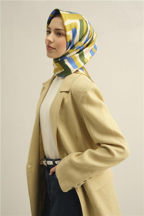 Armine Geometrik Desenli Saf İpek Sura Eşarp 9303D 01