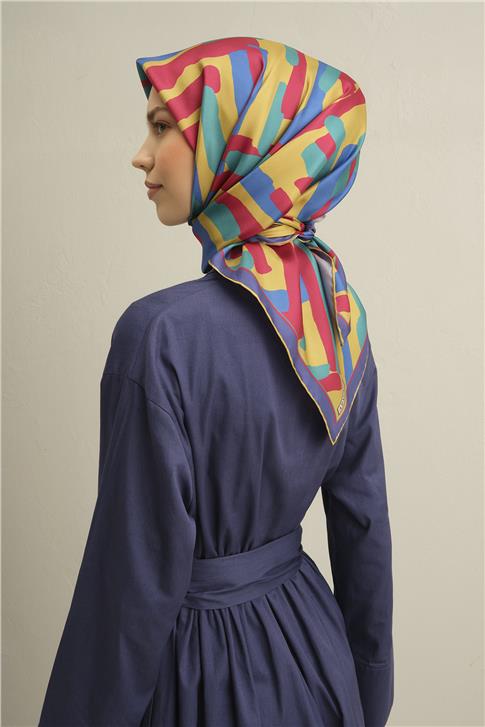 Armine Geometrik Desenli Saf İpek Sura Eşarp 9303D 50