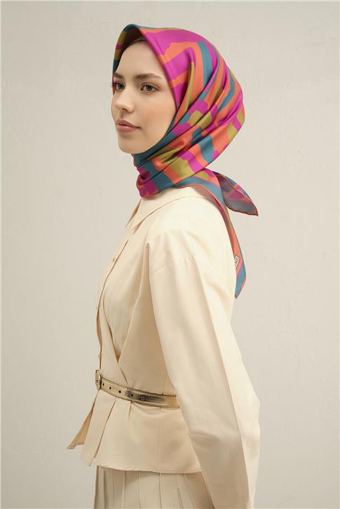 Armine Geometrik Desenli Saf İpek Sura Eşarp 9303D 56