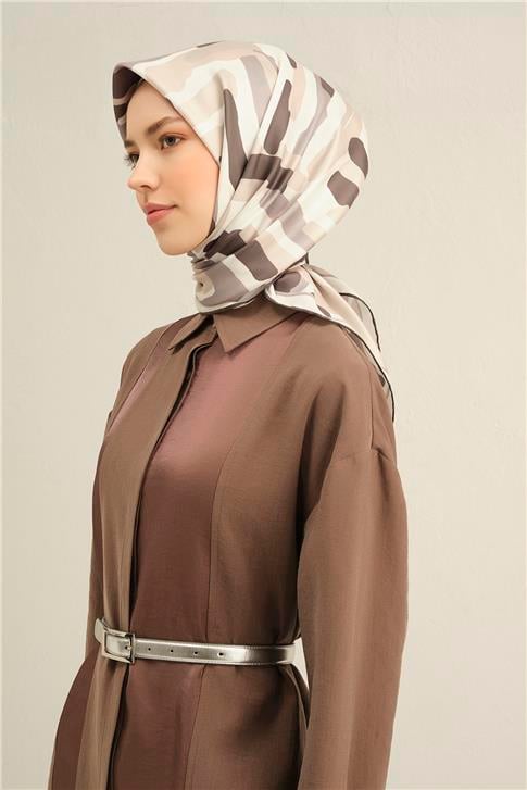 Armine Geometrik Desenli Saf İpek Sura Eşarp 9303D 82