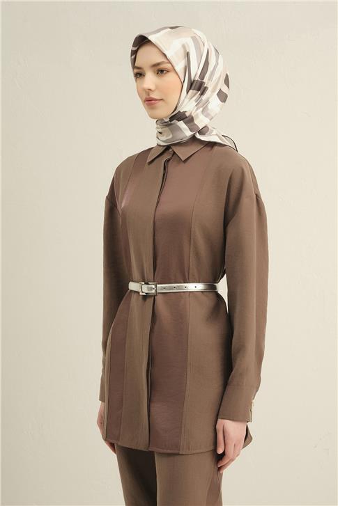 Armine Geometrik Desenli Saf İpek Sura Eşarp 9303D 82