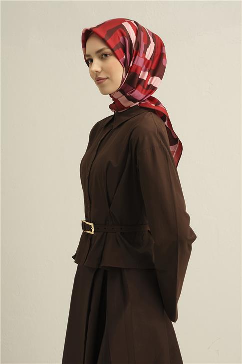 Armine Geometrik Desenli Saf İpek Sura Eşarp 9303D 83