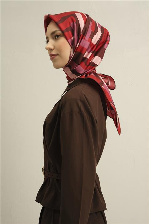 Armine Geometrik Desenli Saf İpek Sura Eşarp 9303D 83
