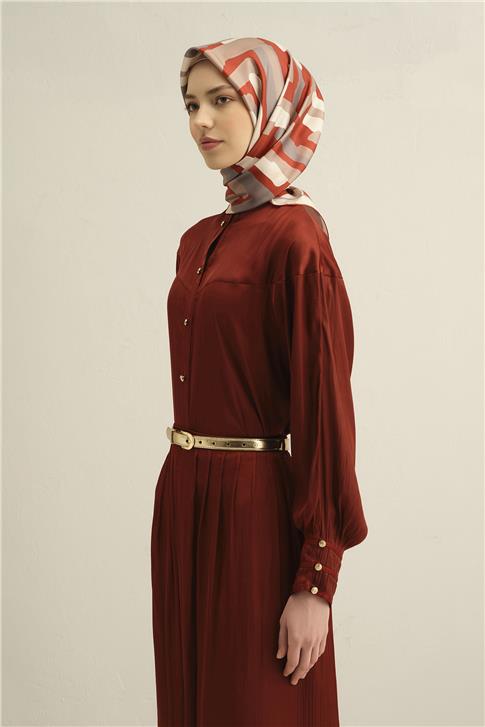 Armine Geometrik Desenli Saf İpek Sura Eşarp 9303D 85