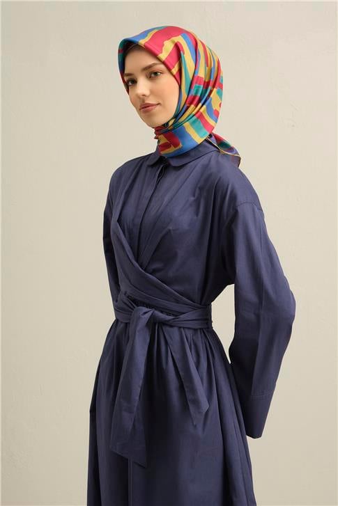Armine Geometrik Desenli Saf İpek Twill Eşarp 9303D 50