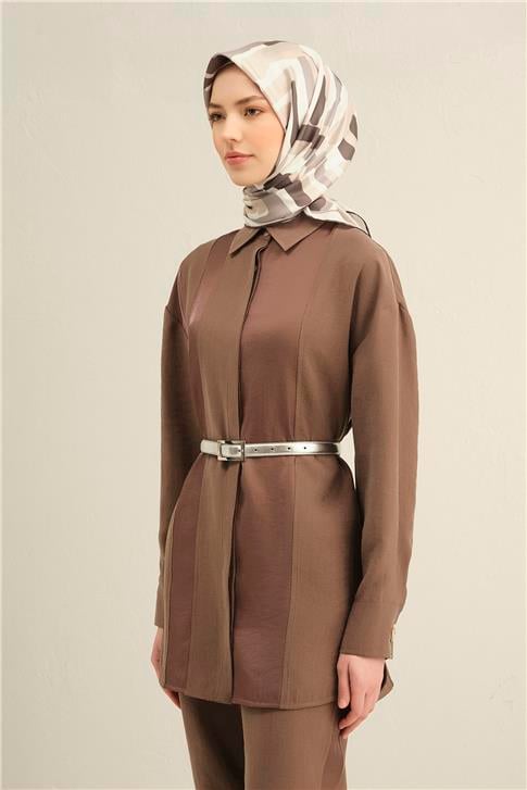 Armine Geometrik Desenli Saf İpek Twill Eşarp 9303D 82