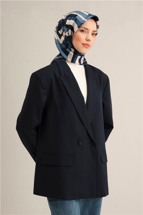 Armine Geometrik Desenli Saf İpek Twill Eşarp 9303D 86