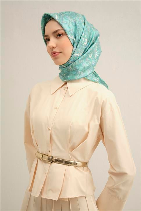Armine Etnik Desenli Saf İpek Sura Eşarp 9304D 20