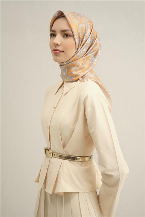 Armine Etnik Desenli Saf İpek Sura Eşarp 9304D 37