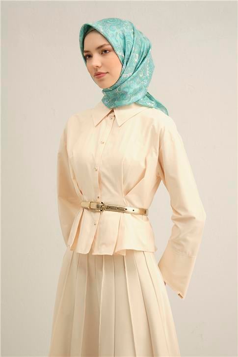 Armine Etnik Desenli Saf İpek Twill Eşarp 9304D 20