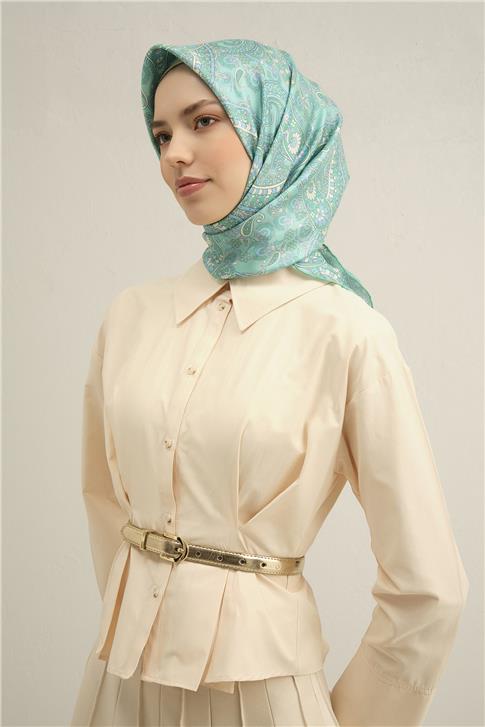 Armine Etnik Desenli Saf İpek Twill Eşarp 9304D 20