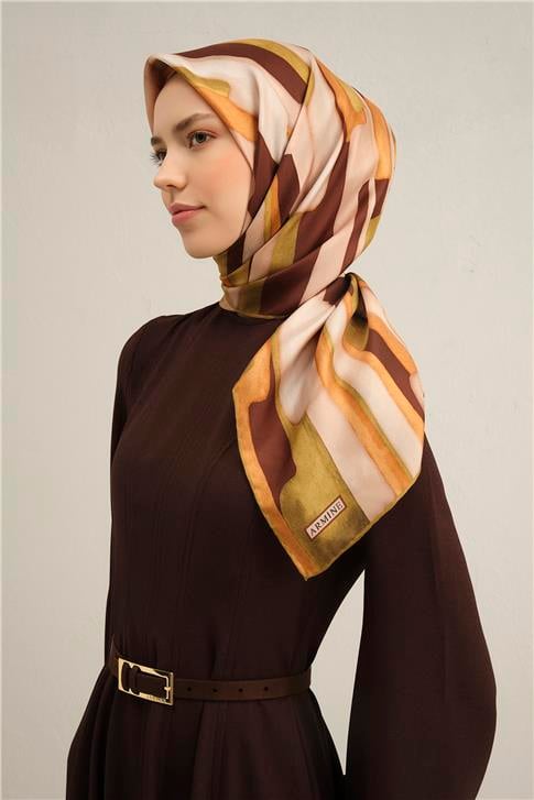 Armine Soyut Desenli Saf İpek Sura Eşarp 9306D 52