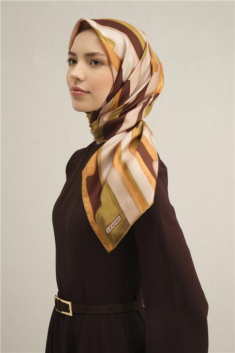 Armine Soyut Desenli Saf İpek Sura Eşarp 9306D 52