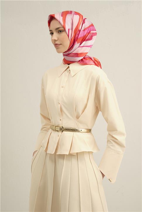 Armine Soyut Desenli Saf İpek Sura Eşarp 9306D 53