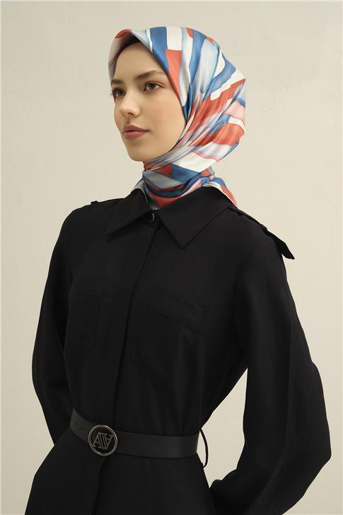 Armine Soyut Desenli Saf İpek Twill Eşarp 9306D 31