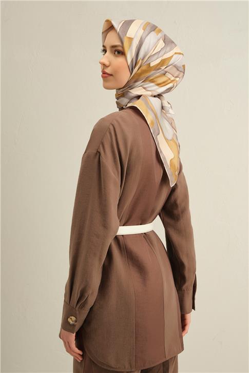 Armine Soyut Desenli Saf İpek Twill Eşarp 9306D 32