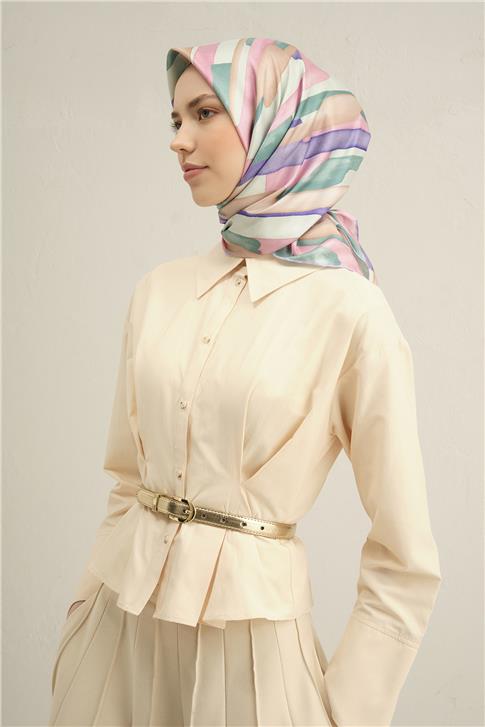 Armine Soyut Desenli Saf İpek Twill Eşarp 9306D 38