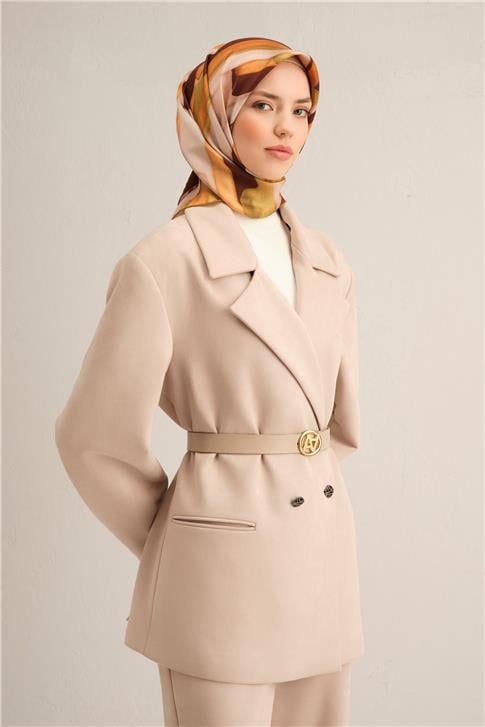 Armine Soyut Desenli Saf İpek Twill Eşarp 9306D 52