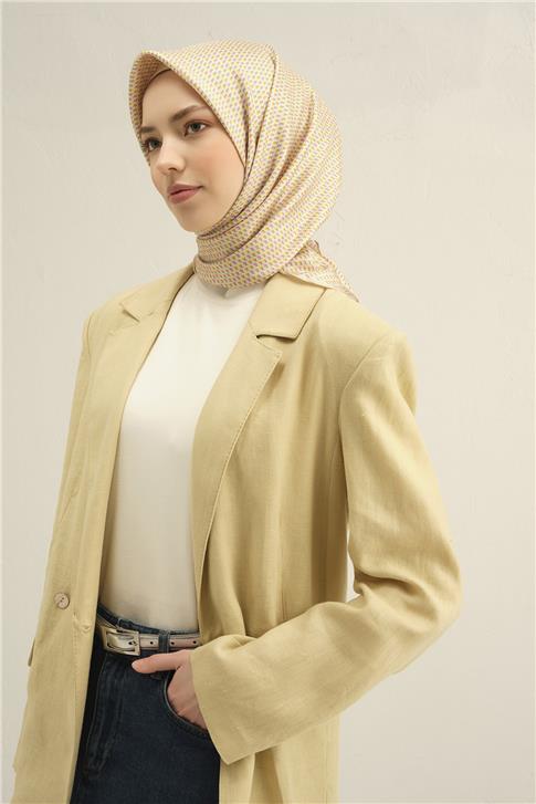 Armine Çiçek Desenli Saf İpek Twill Eşarp 9307D 01