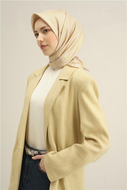 Armine Çiçek Desenli Saf İpek Twill Eşarp 9307D 01