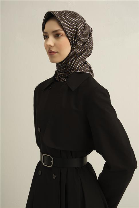 Armine Çiçek Desenli Saf İpek Twill Eşarp 9307D 04