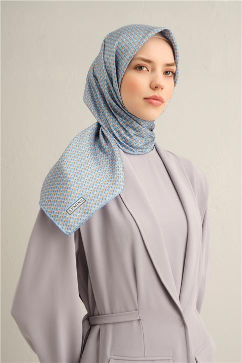 Armine Çiçek Desenli Saf İpek Twill Eşarp 9307D 07