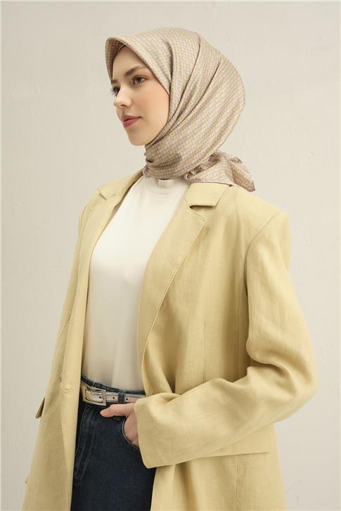 Armine Çiçek Desenli Saf İpek Twill Eşarp 9307D 32