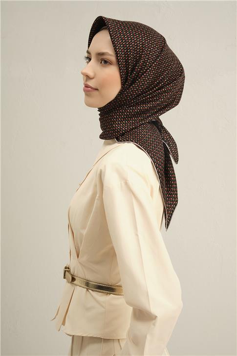 Armine Çiçek Desenli Saf İpek Twill Eşarp 9307D 34