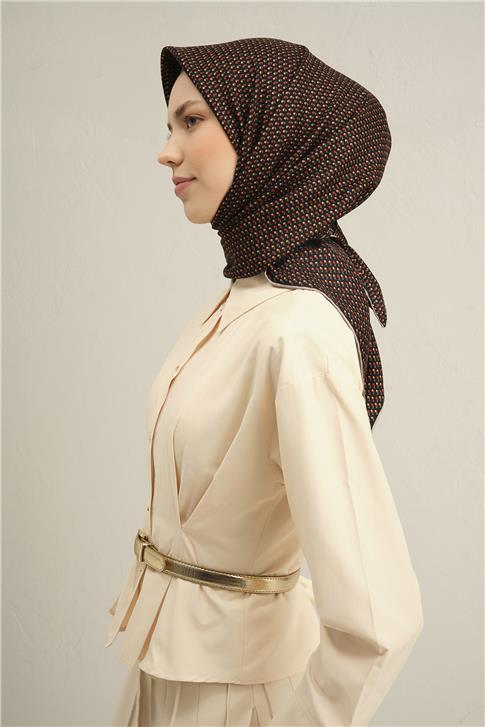 Armine Çiçek Desenli Saf İpek Twill Eşarp 9307D 34