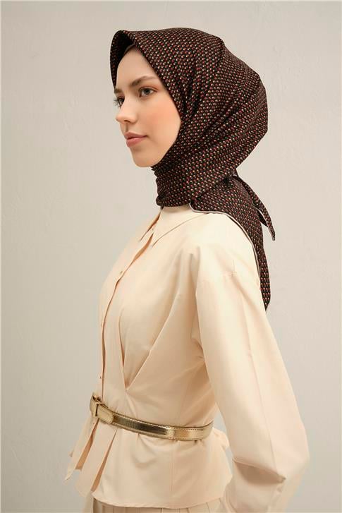 Armine Çiçek Desenli Saf İpek Twill Eşarp 9307D 34