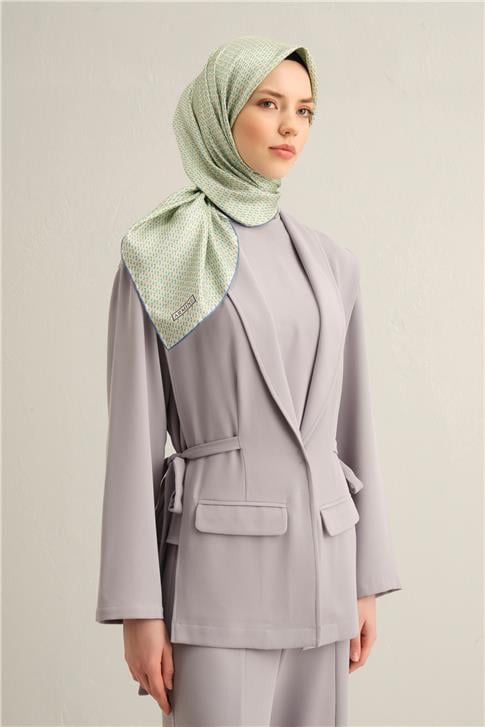 Armine Çiçek Desenli Saf İpek Twill Eşarp 9307D 81 