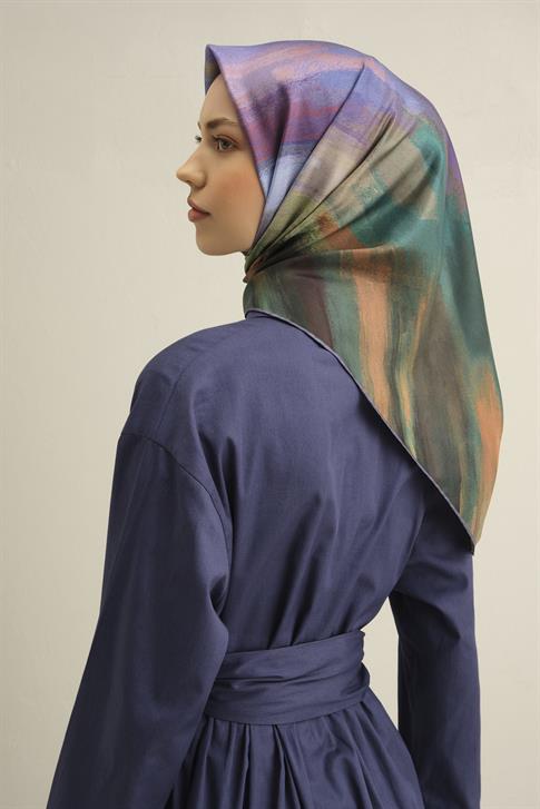 Armine Soyut Desenli Saf İpek Twill Eşarp 9308D 06
