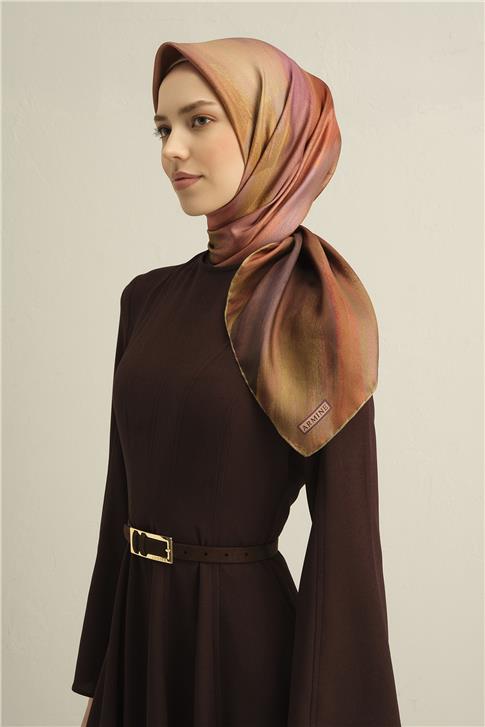Armine Soyut Desenli Saf İpek Twill Eşarp 9308D 07