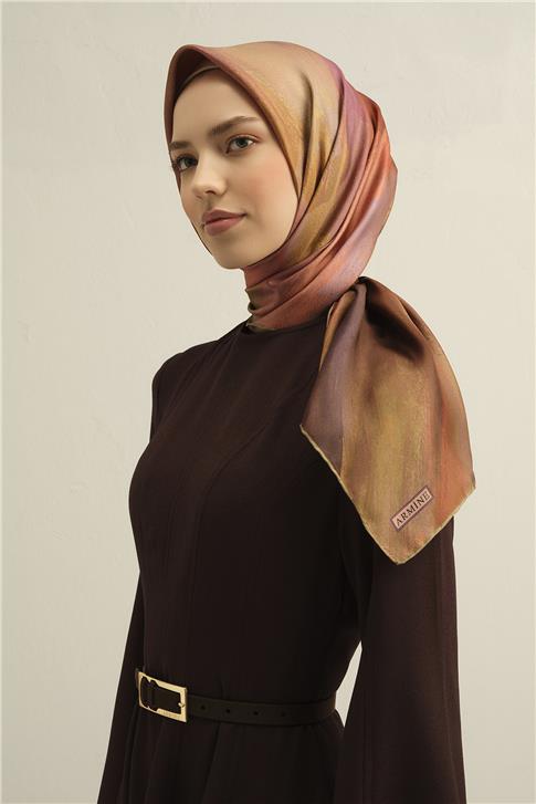 Armine Soyut Desenli Saf İpek Twill Eşarp 9308D 07