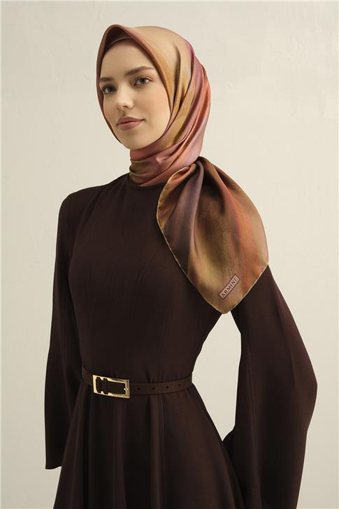 Armine Soyut Desenli Saf İpek Twill Eşarp 9308D 07