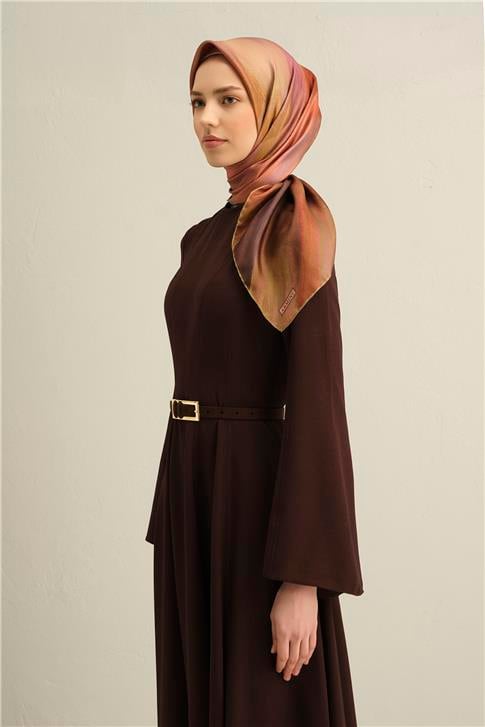 Armine Soyut Desenli Saf İpek Twill Eşarp 9308D 07