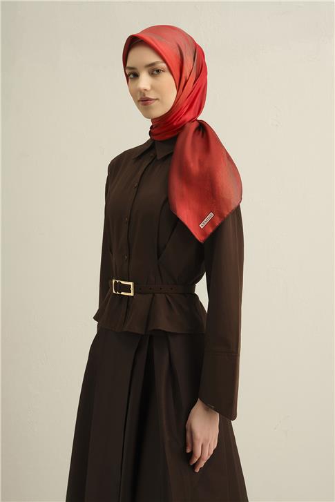 Armine Soyut Desenli Saf İpek Twill Eşarp 9308D 34