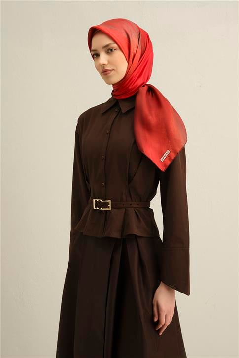 Armine Soyut Desenli Saf İpek Twill Eşarp 9308D 34