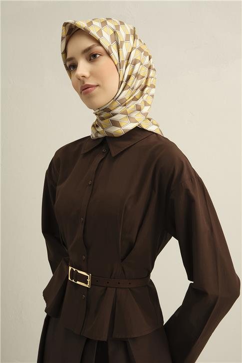 Armine Geometrik Desenli Saf İpek Sura Eşarp 9309D 33