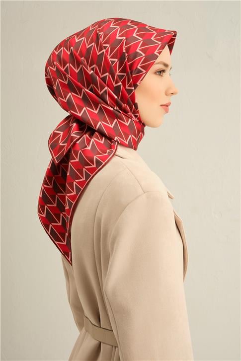 Armine Geometrik Desenli Saf İpek Sura Eşarp 9309D 85
