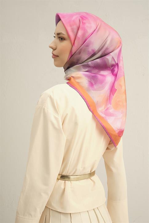 Armine Çiçek Desenli Saf İpek Sura Eşarp 9310D 84