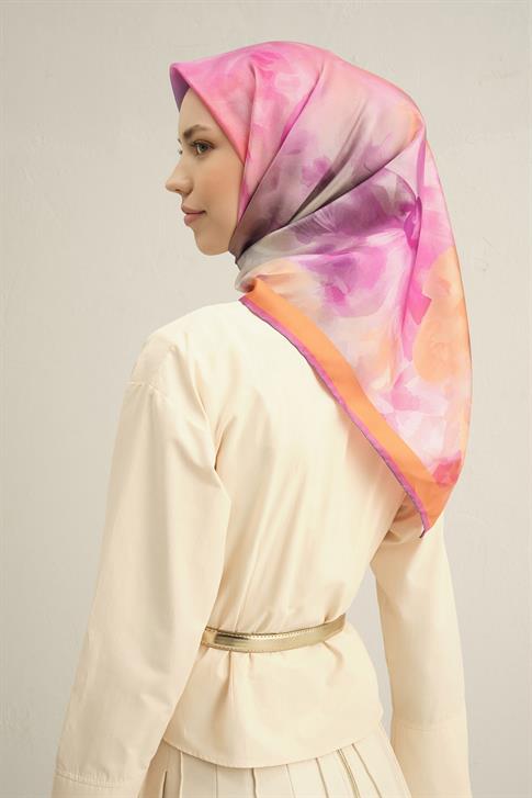 Armine Çiçek Desenli Saf İpek Sura Eşarp 9310D 84