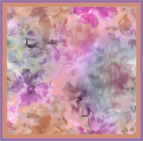 Armine Çiçek Desenli Saf İpek Twill Eşarp 9310D 84
