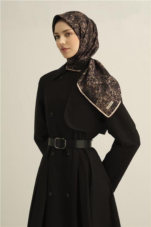 Armine Soyut Desenli Saf İpek Twill Eşarp 9311D 04
