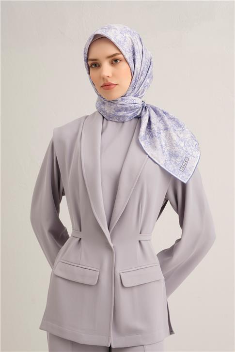 Armine Soyut Desenli Saf İpek Twill Eşarp 9311D 06