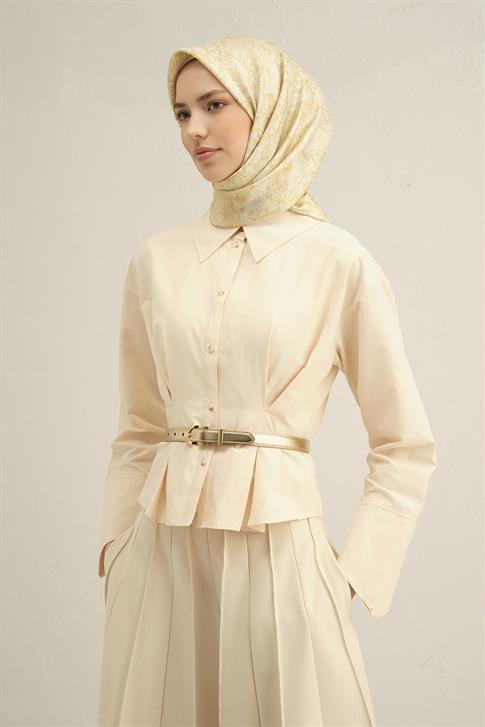 Armine Soyut Desenli Saf İpek Twill Eşarp 9311D 07