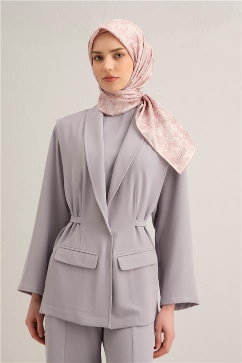 Armine Soyut Desenli Saf İpek Twill Eşarp 9311D 86
