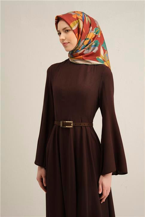 Armine Çiçek Desenli Saf İpek Twill Eşarp 9312D 52