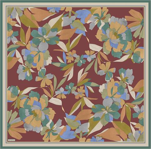 Armine Çiçek Desenli Saf İpek Twill Eşarp 9312D 52